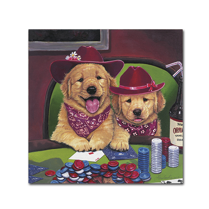 Jenny Newland 'Poker Dogs' Canvas Wall Art 14 X 14
