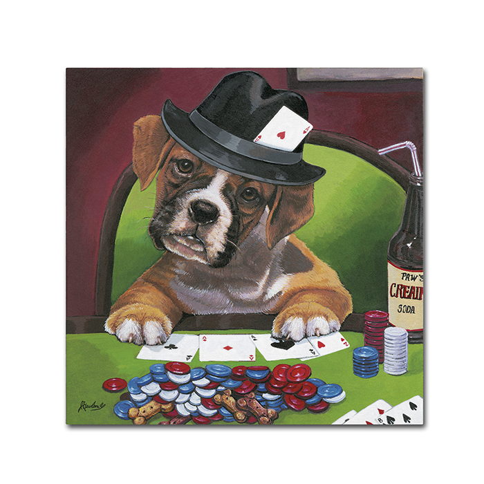 Jenny Newland 'Poker Dogs 2' Canvas Wall Art 14 X 14