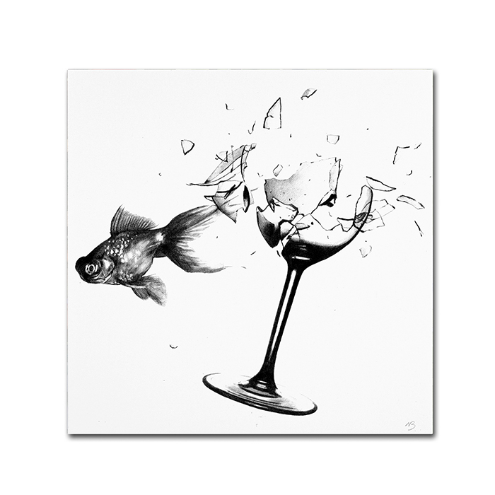 Nick Bantock 'Fish & Wine Glass' Canvas Wall Art 14 X 14