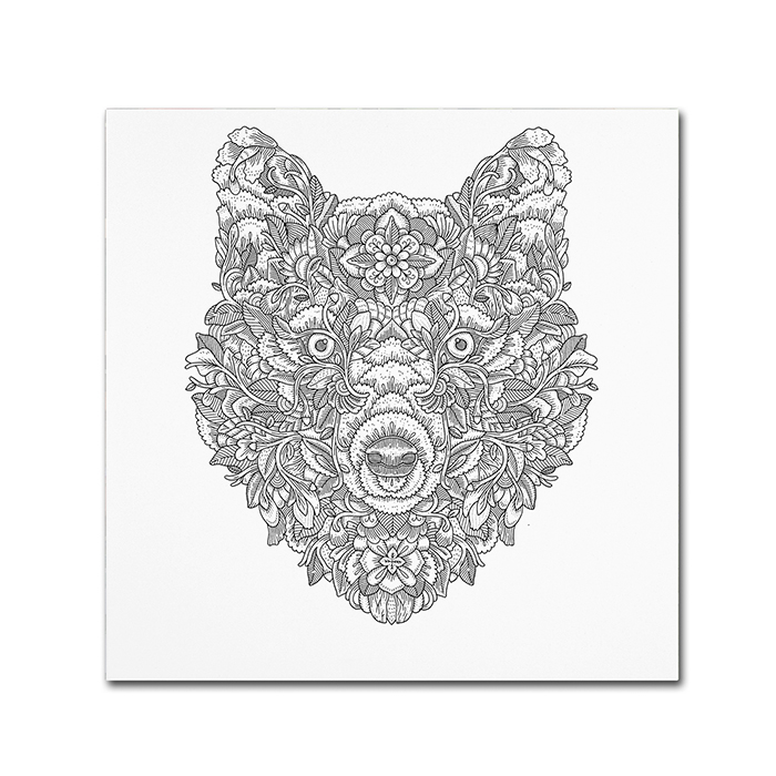 Filippo Cardu 'Blooming Wolf' Canvas Wall Art 14 X 14