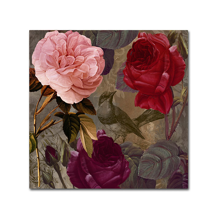 Color Bakery 'Birds And Roses' Canvas Wall Art 14 X 14