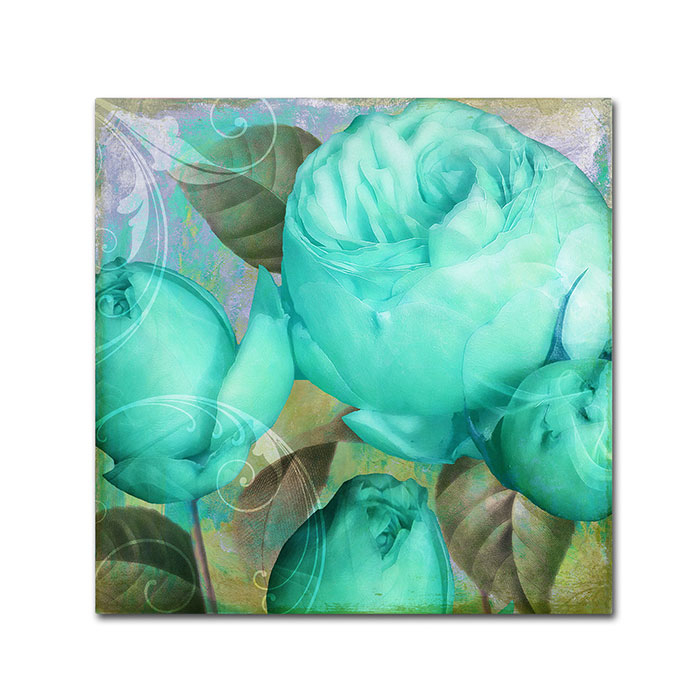 Color Bakery 'Aqua Rose II' Canvas Wall Art 14 X 14