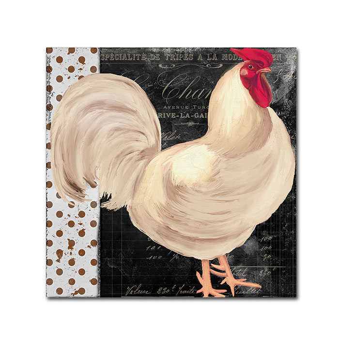 Color Bakery 'White Rooster Caf? I' Canvas Wall Art 14 X 14