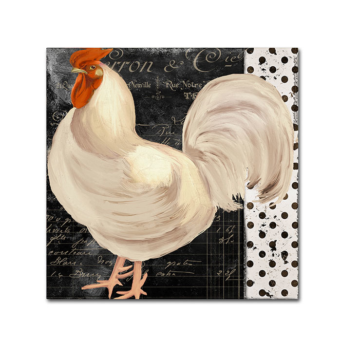 Color Bakery 'White Rooster Caf? II' Canvas Wall Art 14 X 14