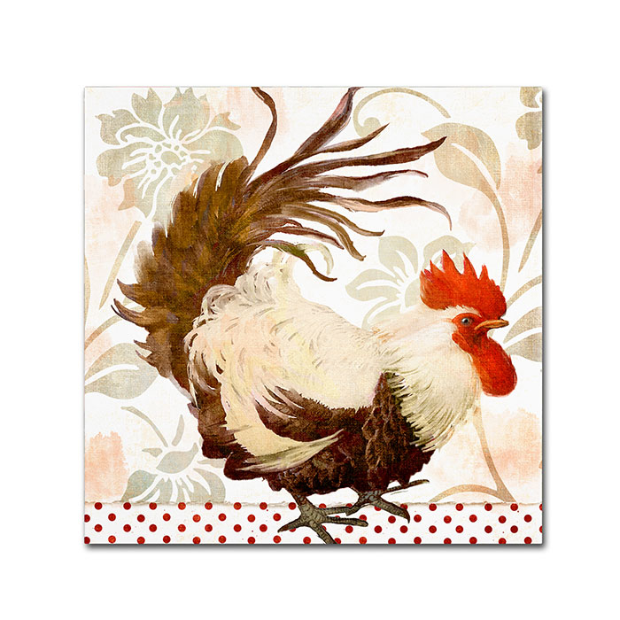 Color Bakery 'Rooster Damask II' Canvas Wall Art 14 X 14