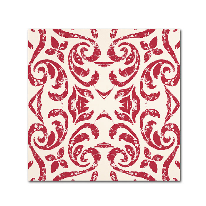 Color Bakery 'Damask Red' Canvas Wall Art 14 X 14
