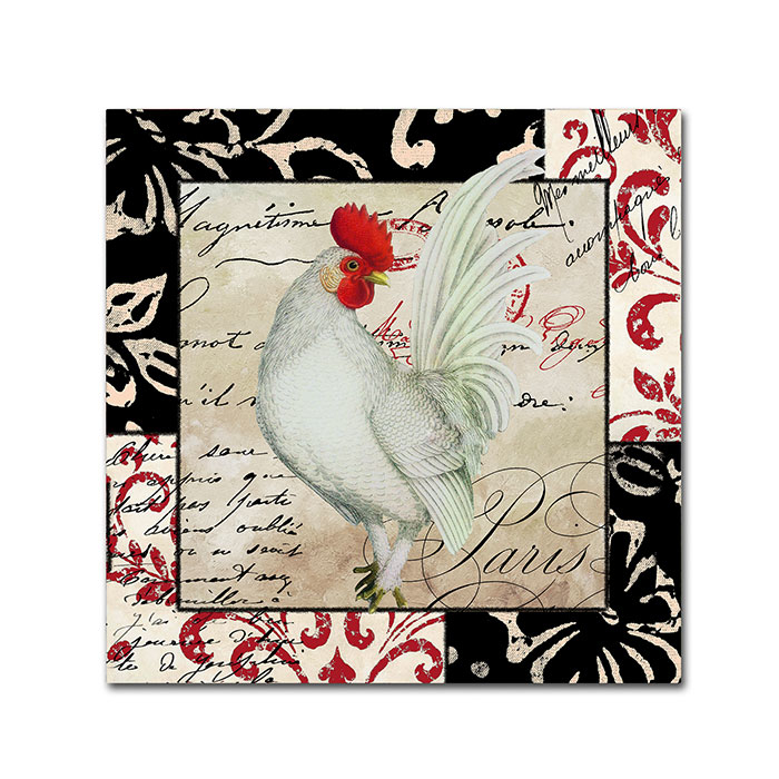 Color Bakery 'Europa White Rooster' Canvas Wall Art 14 X 14