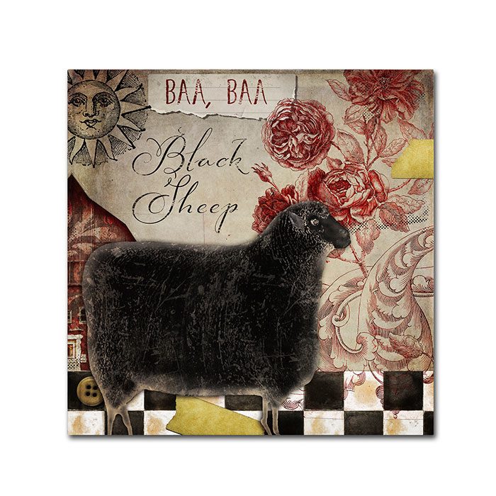 Color Bakery 'Baa Baa Black Sheep' Canvas Wall Art 14 X 14