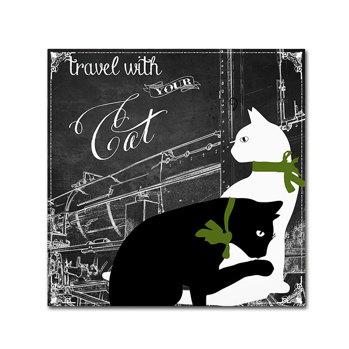 Color Bakery 'Travel With Your Cat' Canvas Wall Art 14 X 14