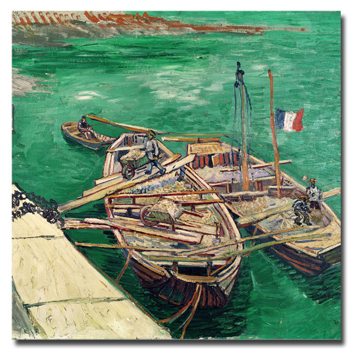 Vincent Van Gogh 'Landing Stage With Boats 1888' Canvas Wall Art 14 X 14