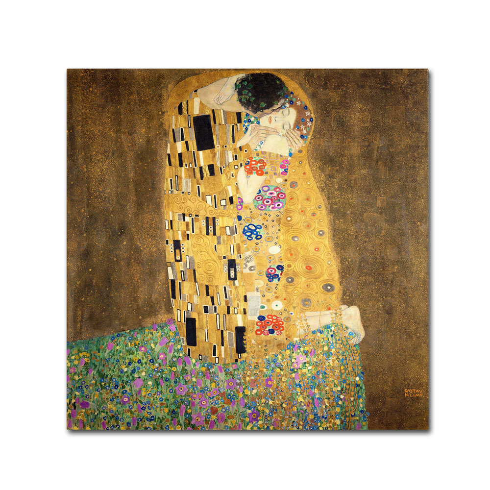 Gustav Klimt 'The Kiss 1907-8' Canvas Wall Art 14 X 14