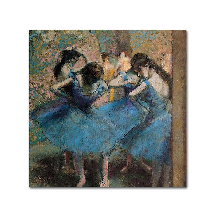 Edgar Degas 'Dancers In Blue 1890' Canvas Wall Art 14 X 14