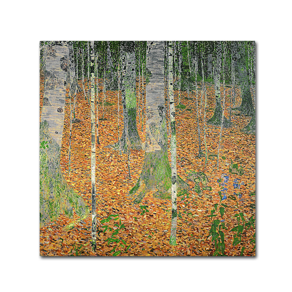 Gustav Klimt 'The Birch Wood' Canvas Wall Art 14 X 14