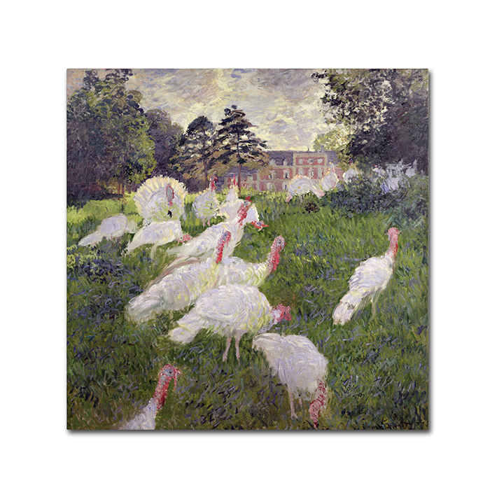 Claude Monet 'The Turkeys At The Chateau' Canvas Wall Art 14 X 14