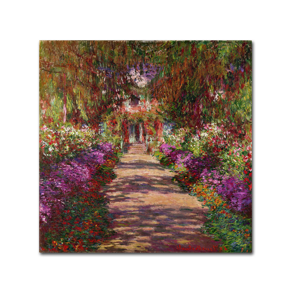 Claude Monet 'A Pathway In Monet's Garden' Canvas Wall Art 14 X 14