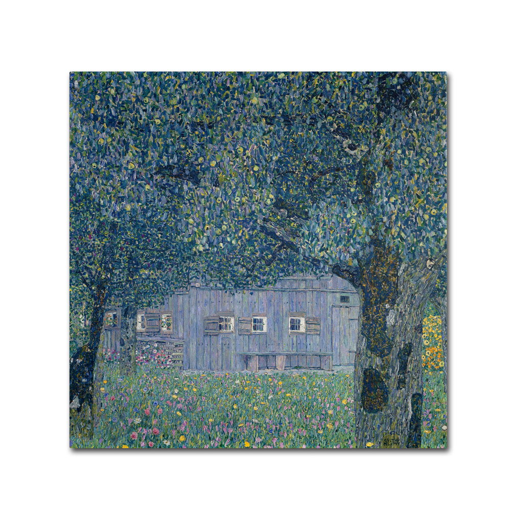 Gustav Klimt 'Farmhouse In Upper Austria' Canvas Wall Art 14 X 14