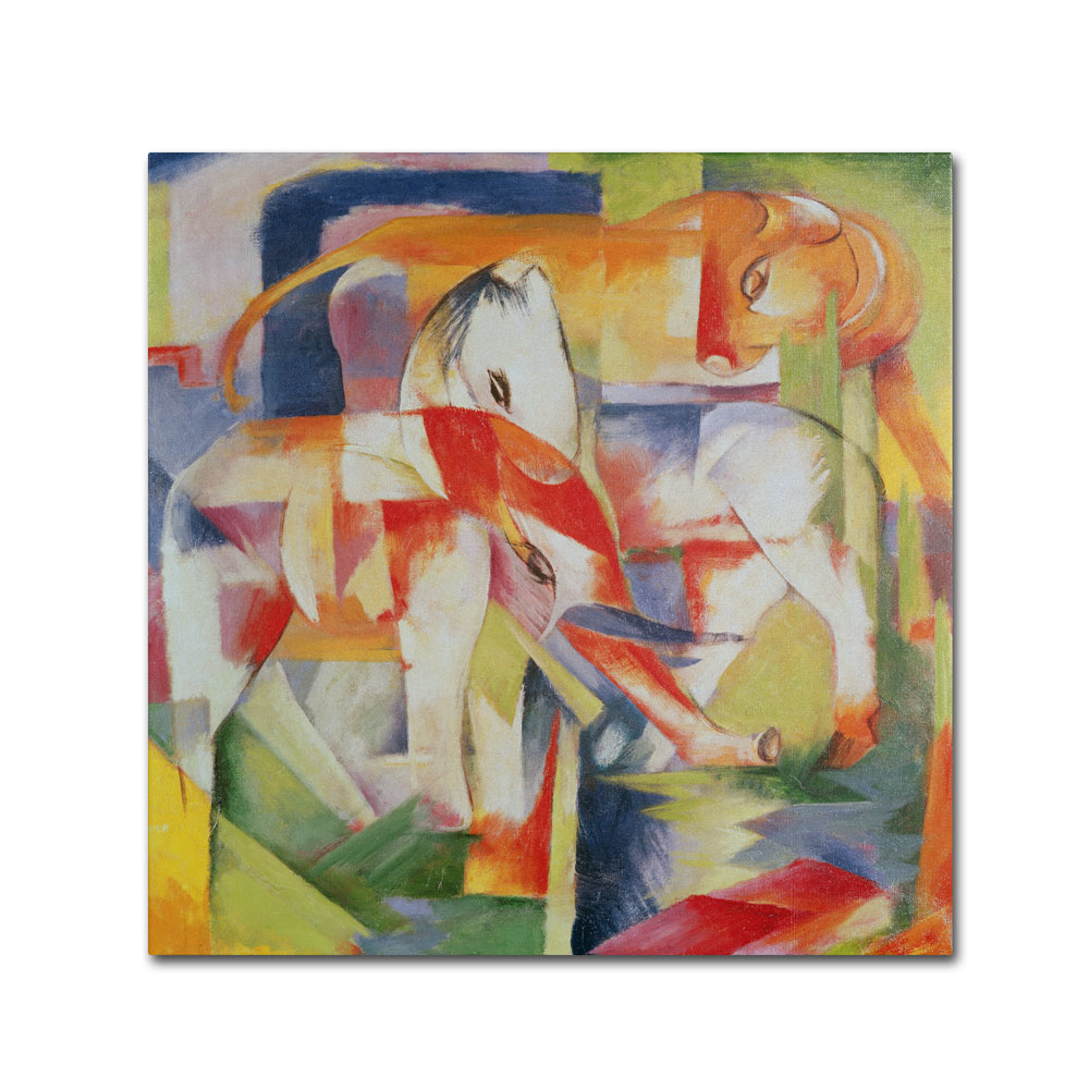 Franz Marc 'Elephant Horse And Cow 1914' Canvas Wall Art 14 X 14