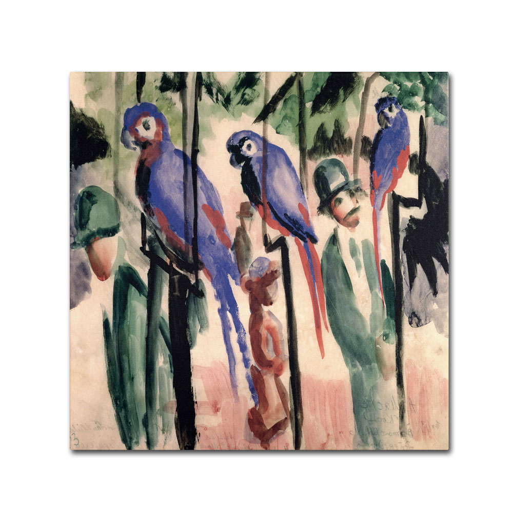 August Macke 'Blue Parrots' Canvas Wall Art 14 X 14