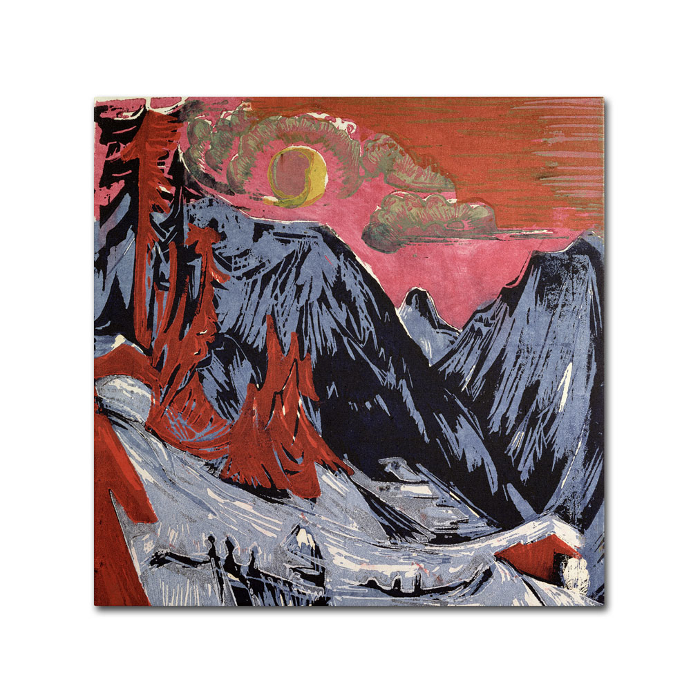 Ernst Kirchner 'Mountains In Winter' 1919 Canvas Wall Art 14 X 14