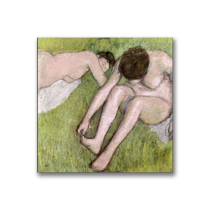 Edgar Degas 'Two Bathers On The Grass' Canvas Wall Art 14 X 14