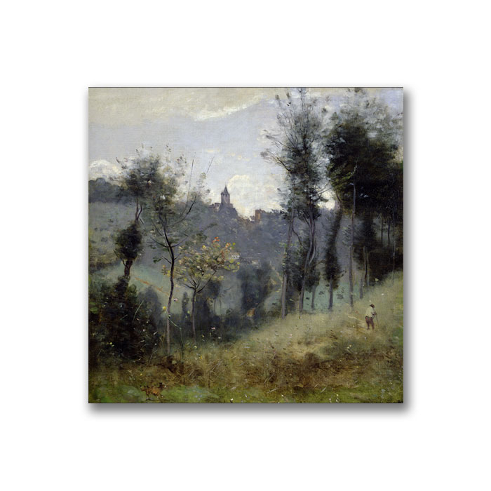 Jean Baptiste Corot 'Canteleu Near Rouen' Canvas Wall Art 14 X 14