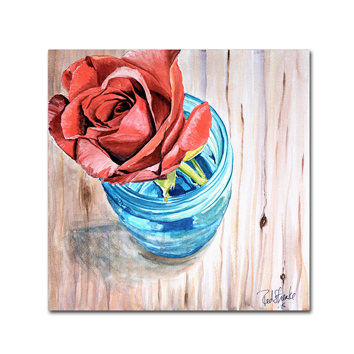Jennifer Redstreake 'Rose In Jar' Canvas Wall Art 14 X 14