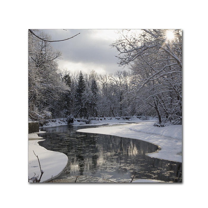 Kurt Shaffer 'Fresh Snowfall On The River' Canvas Wall Art 14 X 14
