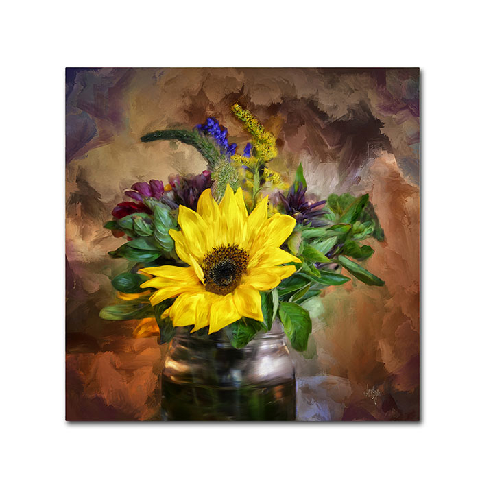 Lois Bryan 'A Jar Of Wildflowers' Canvas Wall Art 14 X 14