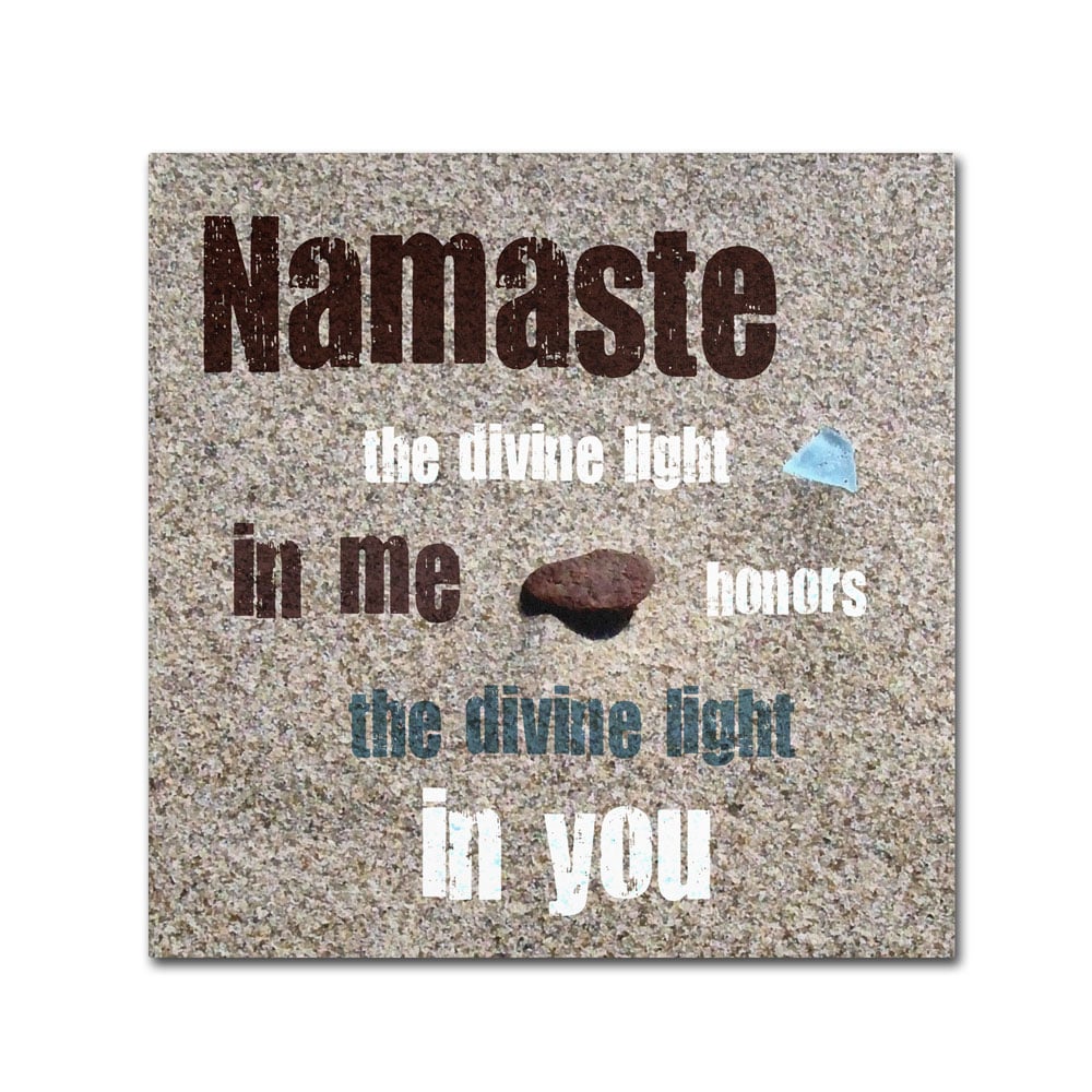 Michelle Calkins 'Namaste With Pebble And Beach Glass' Canvas Wall Art 14 X 14