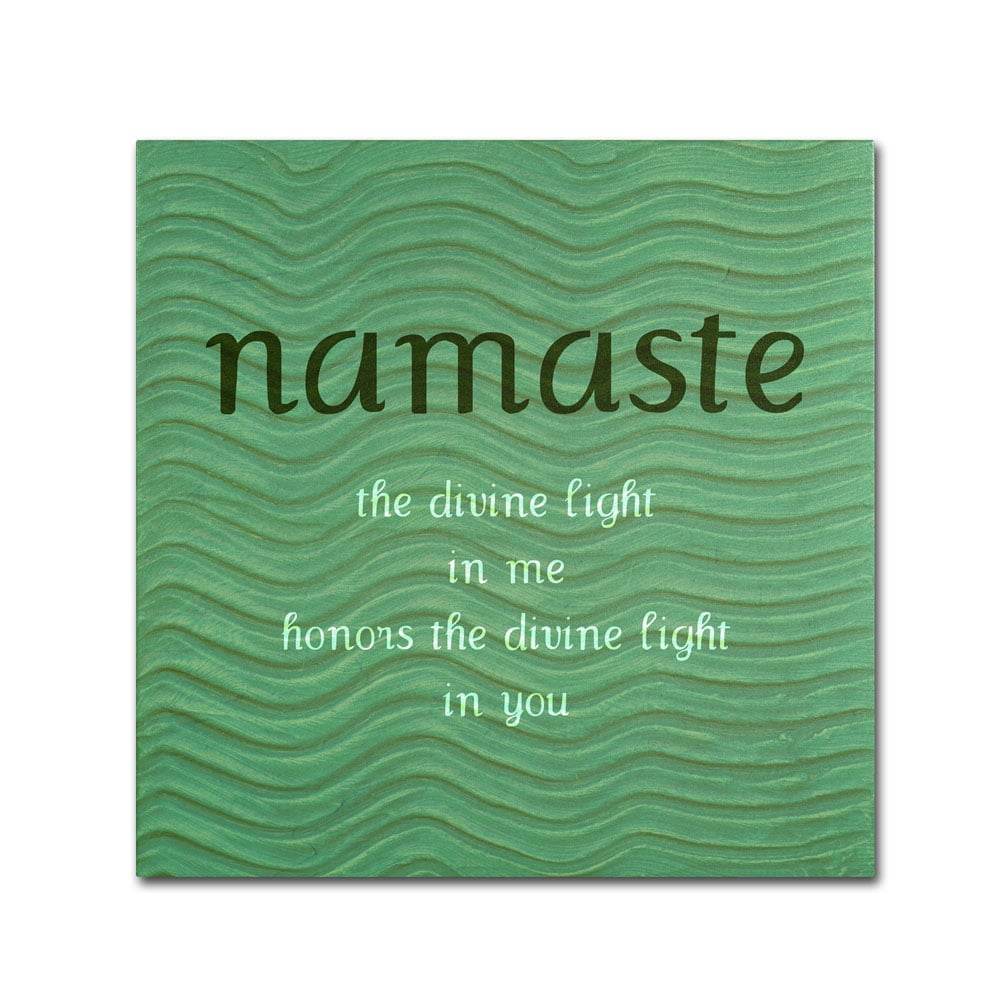 Michelle Calkins 'Namaste With Blue Waves' Canvas Wall Art 14 X 14
