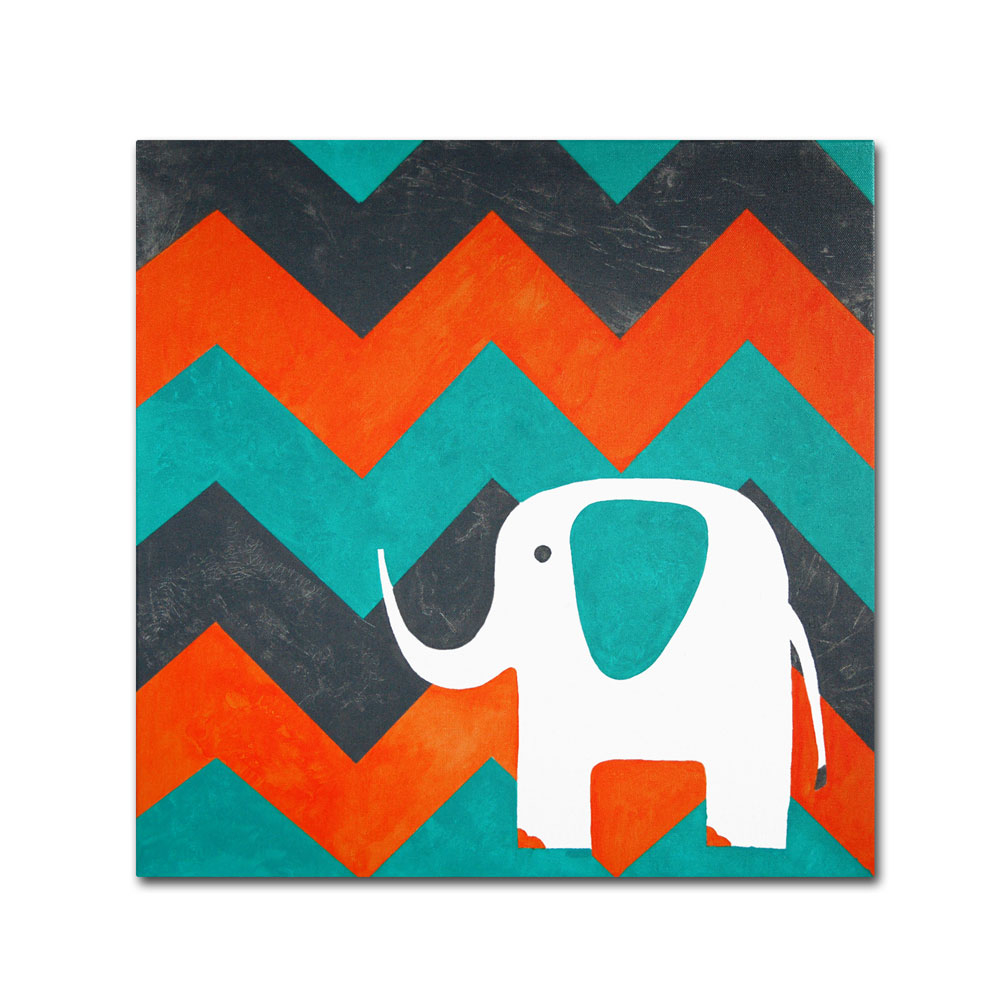 Nicole Dietz 'Elephant On Chevron' Canvas Wall Art 14 X 14