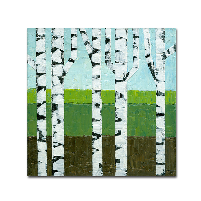 Michelle Calkins 'Seasonal Birches - Summer' Canvas Wall Art 14 X 14