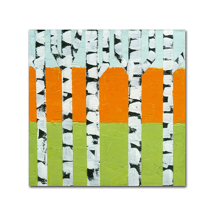 Michelle Calkins 'Seasonal Birches - Spring' Canvas Wall Art 14 X 14
