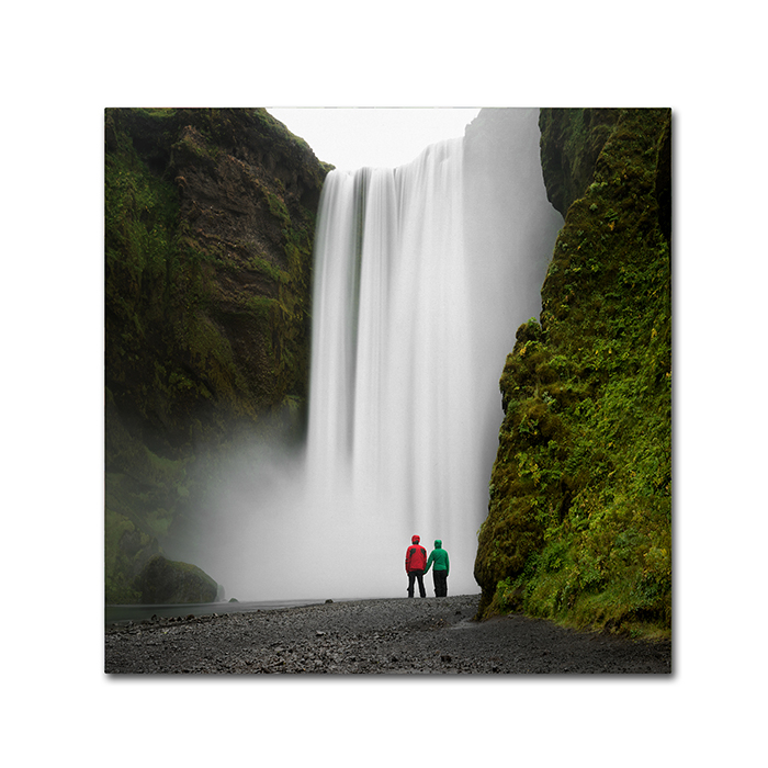 Philippe Sainte-Laudy 'Skogafoss For Two' Canvas Wall Art 14 X 14