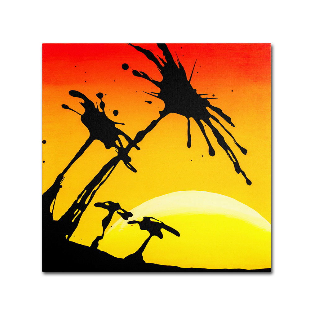 Roderick Stevens 'Palm Tree Sunrise' Canvas Wall Art 14 X 14