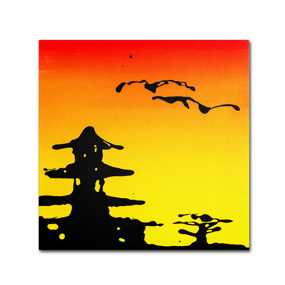 Roderick Stevens 'Pagoda Sunset' Canvas Wall Art 14 X 14