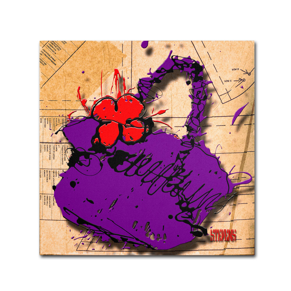 Roderick Stevens 'Flower Purse Red On Purple' Canvas Wall Art 14 X 14