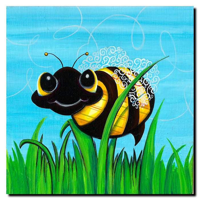 Bee At Play By Sylvia Masek Canvas Wall Art 14 X 14
