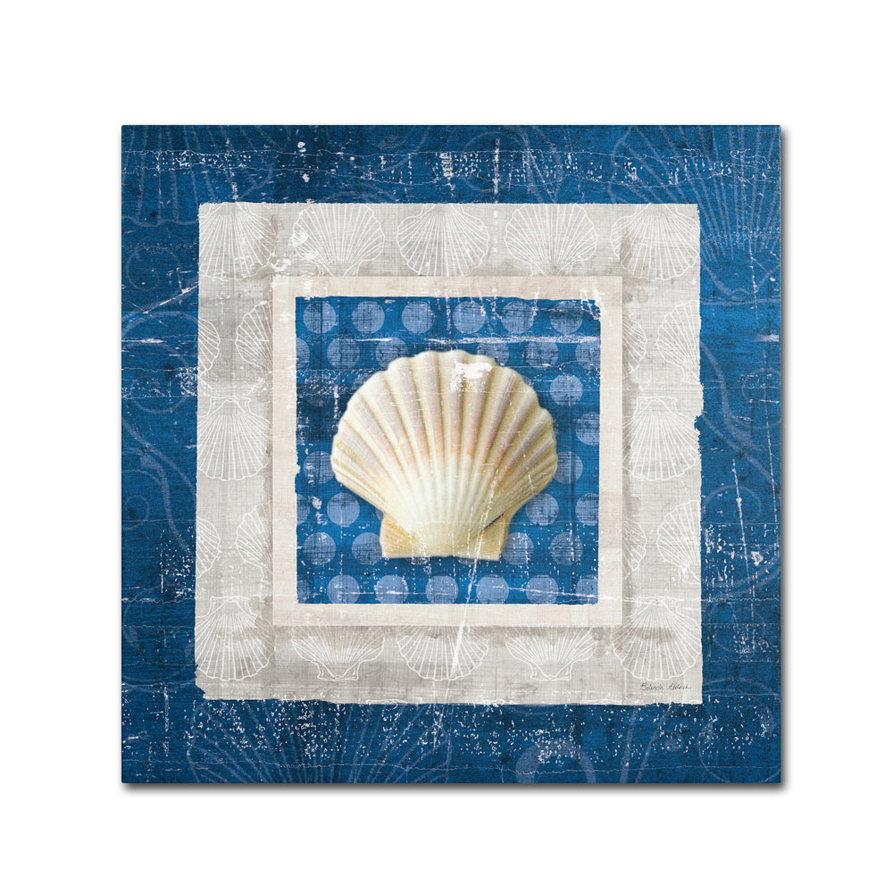 Belinda Aldrich 'Sea Shell III On Blue' Canvas Wall Art 14 X 14