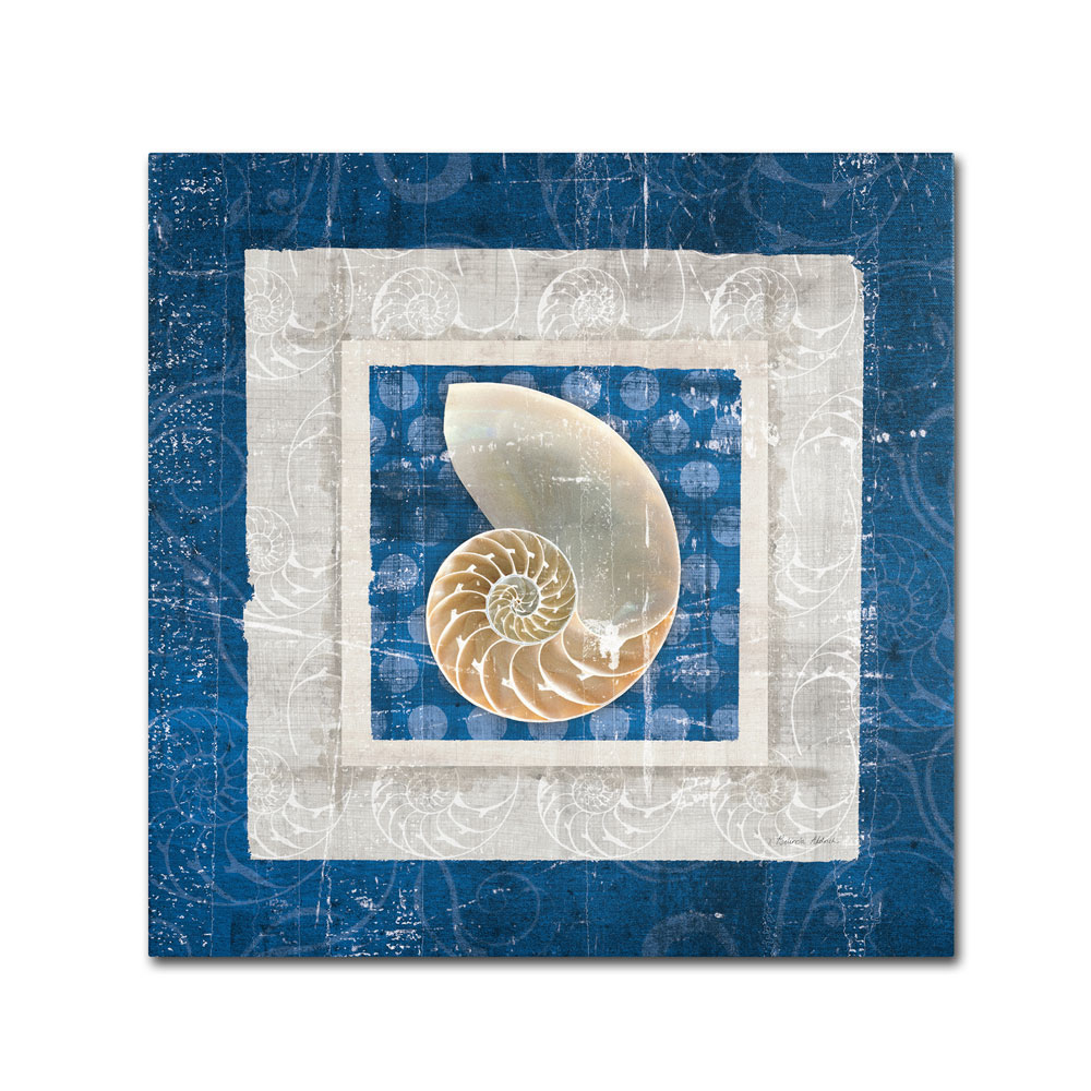 Belinda Aldrich 'Sea Shell II On Blue' Canvas Wall Art 14 X 14