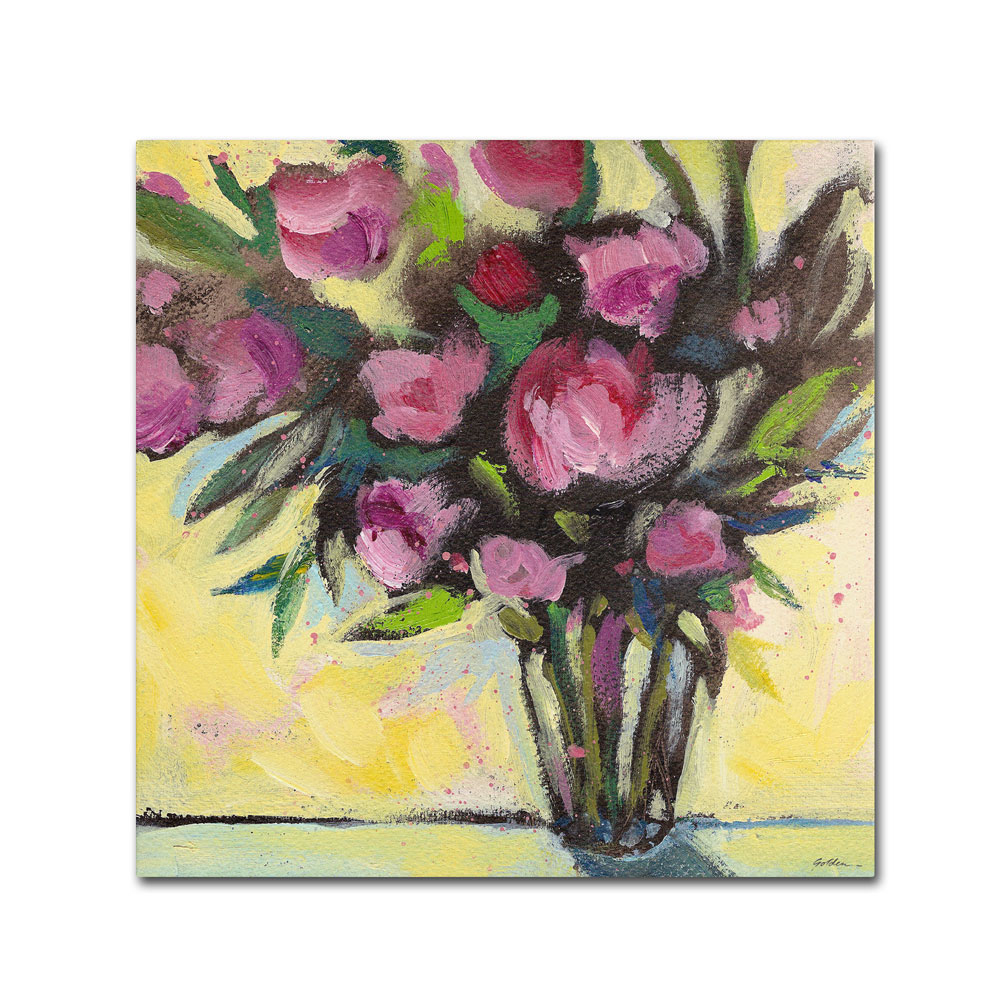 Sheila Golden 'Pink Floral Bouquet' Canvas Wall Art 14 X 14
