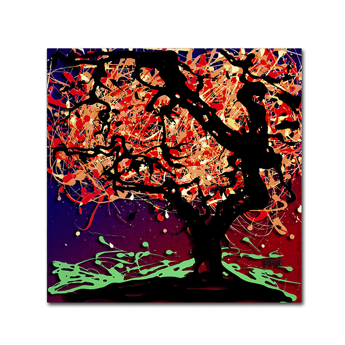 Roderick Stevens 'Fall Red Tree' Canvas Wall Art 14 X 14