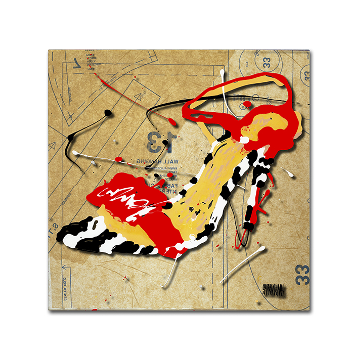 Roderick Stevens 'Zebra Heel Red' Canvas Wall Art 14 X 14