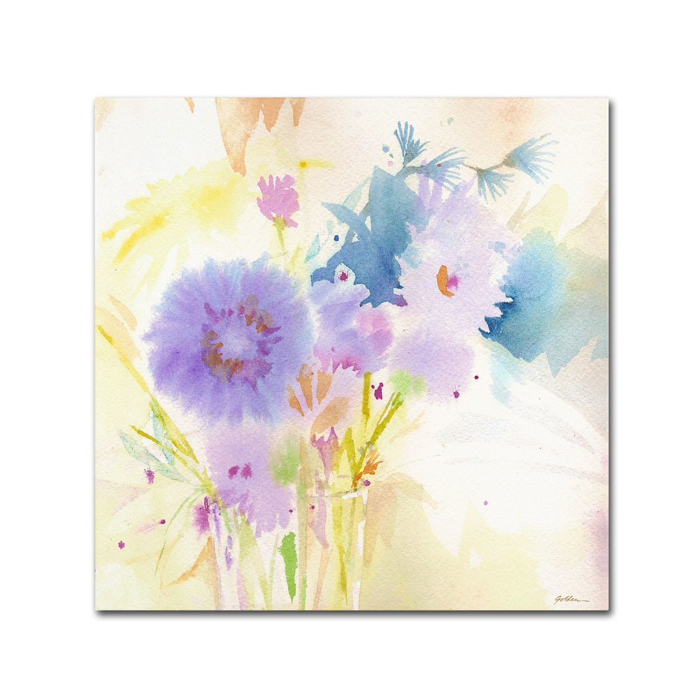Sheila Golden 'Mixed Blue Bouquet' Canvas Wall Art 14 X 14
