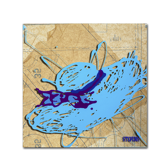 Roderick Stevens 'Blue Floppy Purple Bow' Canvas Wall Art 14 X 14