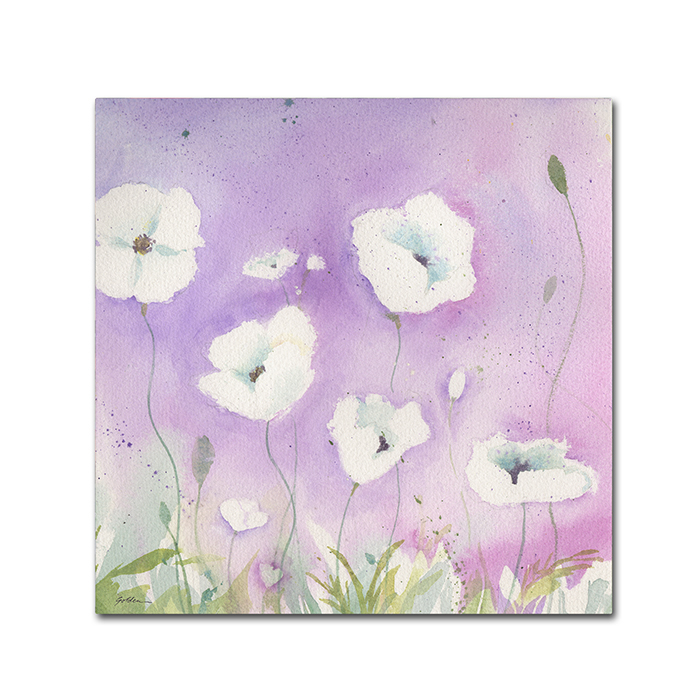 Sheila Golden 'White Poppies, Violet Sky' Canvas Wall Art 14 X 14