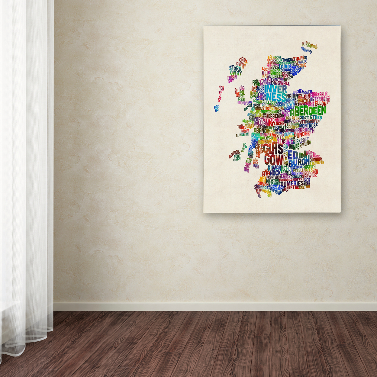 Michael Tompsett 'Scotland Typography Text Map' Canvas Wall Art 35 X 47 Inches