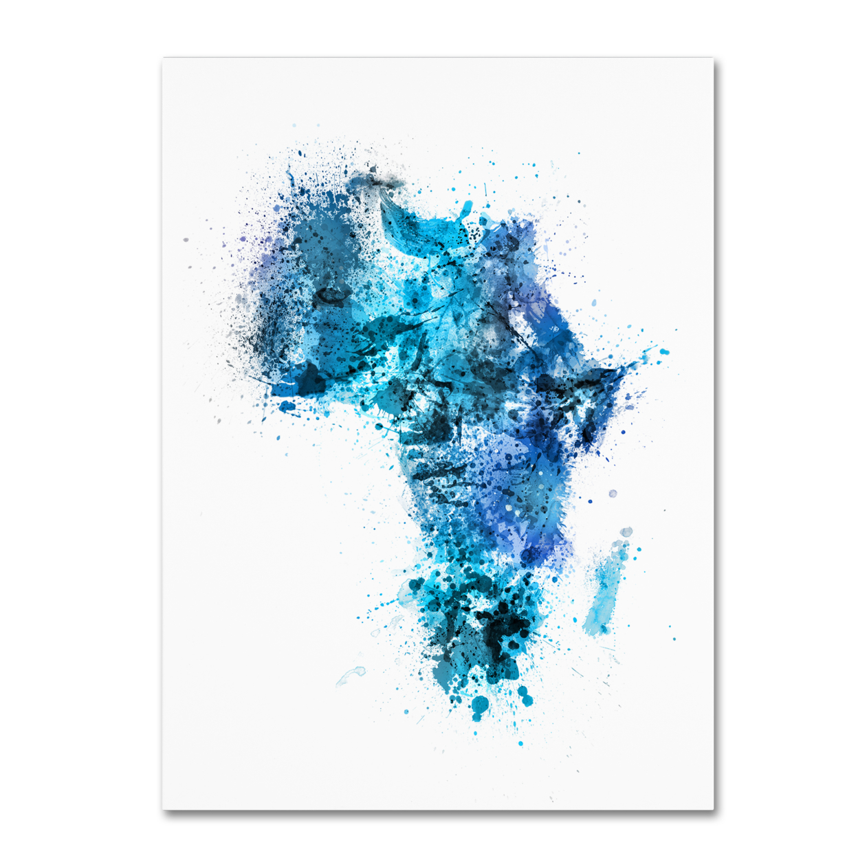 Michael Tompsett 'Paint Splashes Map Of Africa' Canvas Wall Art 35 X 47 Inches