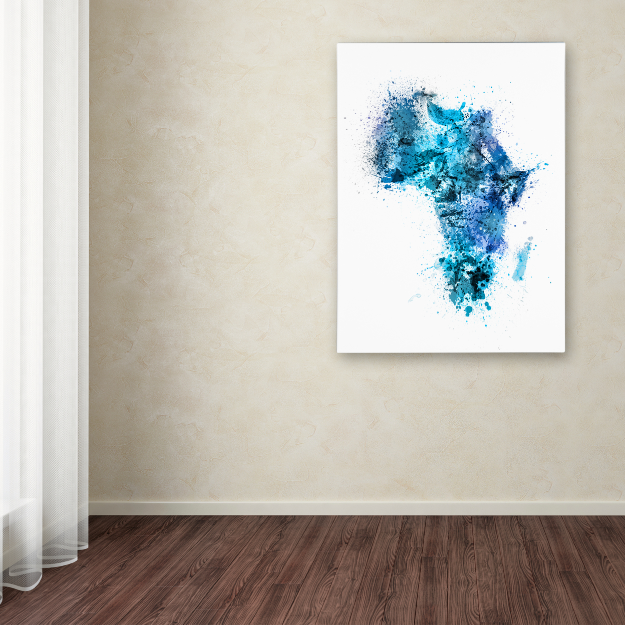 Michael Tompsett 'Paint Splashes Map Of Africa' Canvas Wall Art 35 X 47 Inches