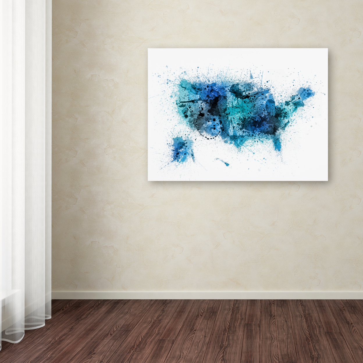 Michael Tompsett 'US Paint Splashes Map' Canvas Wall Art 35 X 47 Inches